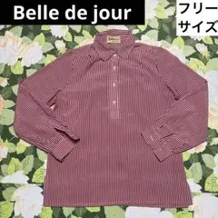 美品【値下げOK】Belle de jour 赤と白のストライプ長袖シャツ