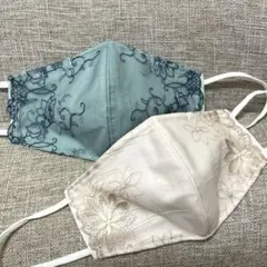 ★(new)ハンドメイド.シンプルマスク2枚セット裏地変更→国産さらし薄地