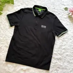 HUGO BOSS　ゴルフ　ポロシャツ　刺繍ロゴ　黒　速乾素材
