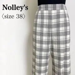 NOLLEY’S◎チェック柄 ワイドパンツ 38 裏地付 バックゴム