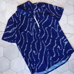 極美品 OAKLEY GOLF 総柄 マリンカラー シアサッカー