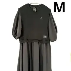 【M】 adidas ブラック ロング ドッキングワンピース