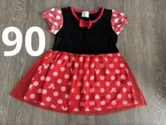 ミニーマウス風ワンピース 赤黒水玉