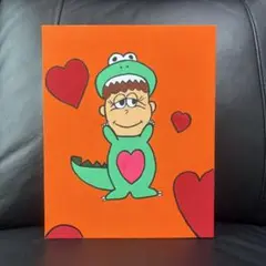 恐竜コスチュームのキャラクター絵画　原画　キャンバス　アクリル画