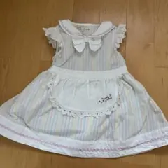 ストライプ柄エプロン付きワンピース　クーラクール　90cm 虹色