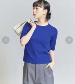 【美品】BEAUTY &YOUTHコンパクトニットプルオーバー ブルー