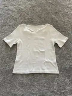 リブニットTシャツ ホワイト GU Mサイズ