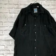 半袖シルクシャツ！アロハ　ブラックL 731