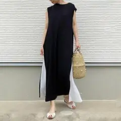 ワンピース レディース サイトプリーツワンピ ラウンドネック 袖なし 06