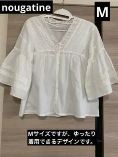 nougatineヌガティーヌ　レディース　ブラウス　ボリューム袖　レース　M