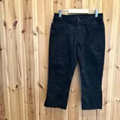 【シーディーエスベーシック】パンツ　半端丈　裾スリット入　ポケット付　ブラック