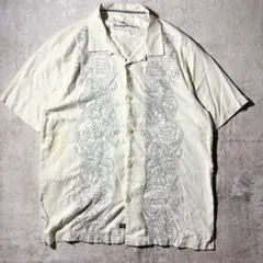 Tommy Bahama シルク アロハシャツ 花柄刺繍 開襟 アイボリー L