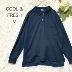 クールアンドフレッシュ　ポロシャツ　長袖　Ｍ　ネイビー　胸ポケット