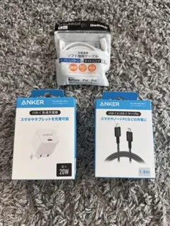 Anker パワーポート3、タイプCケーブル 未使用品