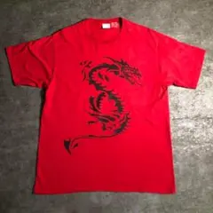 【ヴィンテージ】ドラゴン プリントTシャツ 赤 古着 ZSM3