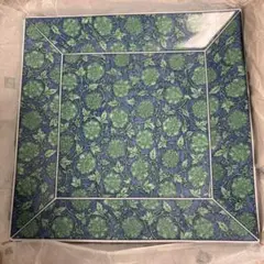 新品　庫山窯　緑彩更紗　角盛皿
