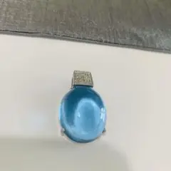 新品 ペンダント ネックレス シルバー 水色 ガラス カラーストーン オシャレ