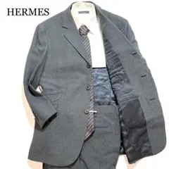HERMES エルメス スーツ セットアップ 三つボタン ライトグレー 48 L HERMES - エルメス HERMES セットアップ スーツ ジャケット