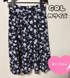 GRL フレアスカート Mサイズ ネイビー花柄