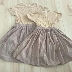 【ペアワンピ　sospita 半袖ワンピース ベージュ・グレー　おそろい】