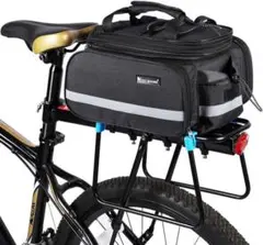 自転車 リアバッグ 拡張可能 ブラック 大容量 【088】D1025