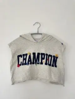 グリーンレーベルリラクシングCHAMPION フラワー刺繍フード付きTシャツ
