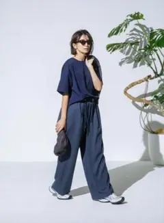 FORME　リネンライクパンツ　ネイビー　MOTHER　東原亜希　25ss
