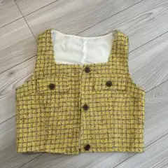早い者勝ち！美品　イエロービスチェ　チェック柄