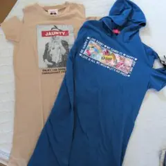 LOVE RABBY フード付きワンピース 青　2枚セット