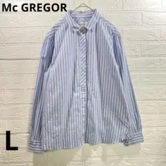 マックレガー MCGREGOR シャツ 長袖 青と白と金色のストライプ