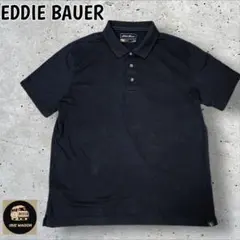 EDDIEBAUER TRAVEXエディーバウアー黒ソリッドポロシャツグランパL
