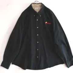 2506　Munsingwear　長袖ワークシャツ　XL　艶無黒　US古着
