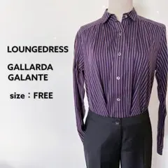 美品 LOUNGEDRESS ストライプシャツ 長袖 ピンタック FREE
