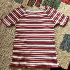 赤と白のストライプ Tシャツ XL