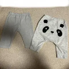 ストライプパンツとパンダ柄ハーフパンツセット