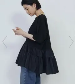 【極美品】1er Arrondissement コットンポンチタフタトップス 黒