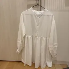 ホワイト フレアシャツ 長袖