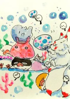ひんやりおひるね　9/2 11（原画）ポストカードのみ
