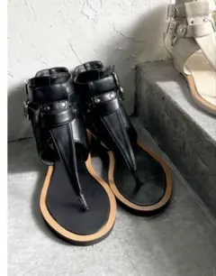 新品★Ungrid アンクルストラップフラットサンダル 黒 M(23.5センチ)