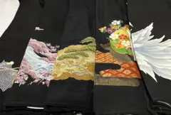 ま-627 黒留袖　素材色々　まとめ売り　5枚