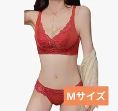 レース　ブラジャーショーツセット Мサイズ レッド 高級感 プレゼント