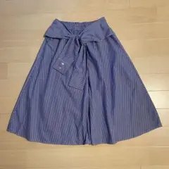 BACK NUMBERストライプ フレアスカート 袖リボン付き