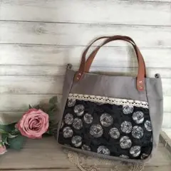 ミナペルホネン rosy（navy）ハンドメイドバック
