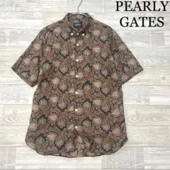 PEARLY GATES パーリーゲイツ 半袖 シャツ サイズ4 ブラウン 総柄
