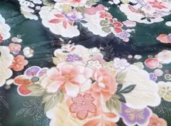 ジョーゼット和柄【緑】　シースルー　コスプレ　衣装