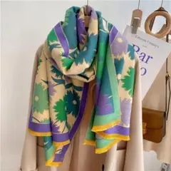 新作きれいめ 大判ストール 花柄 巻き方アレンジ 薄手 マフラー エスニック