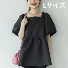【美品】【即日発送】エンボス加工　スクエアネック ブラウス　Lサイズ　マタニティ