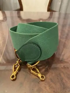美品 HERMES バンドリエール グリーン×ゴールド ショルダーストラップ