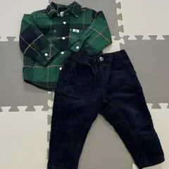 90サイズ　上下まとめ売り　【Lee】 【branshes】チェックシャツ