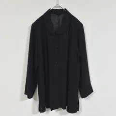 【Elegance】(LL)ブラックジャケット風シアーシャツ/ノーカラー/透け感